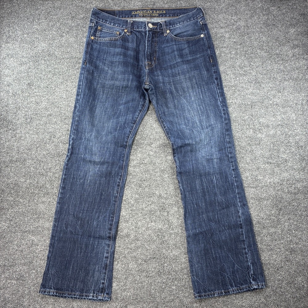 American Eagle Jeans Mens 32x32 Dark Wash Blue Denim Original Bootcut Stretch